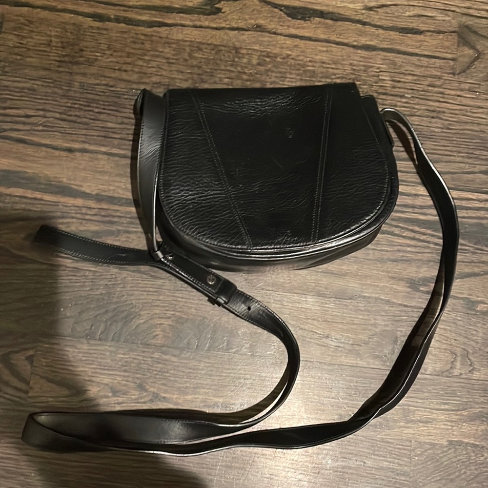Vince Black Leather Crossbody Bag